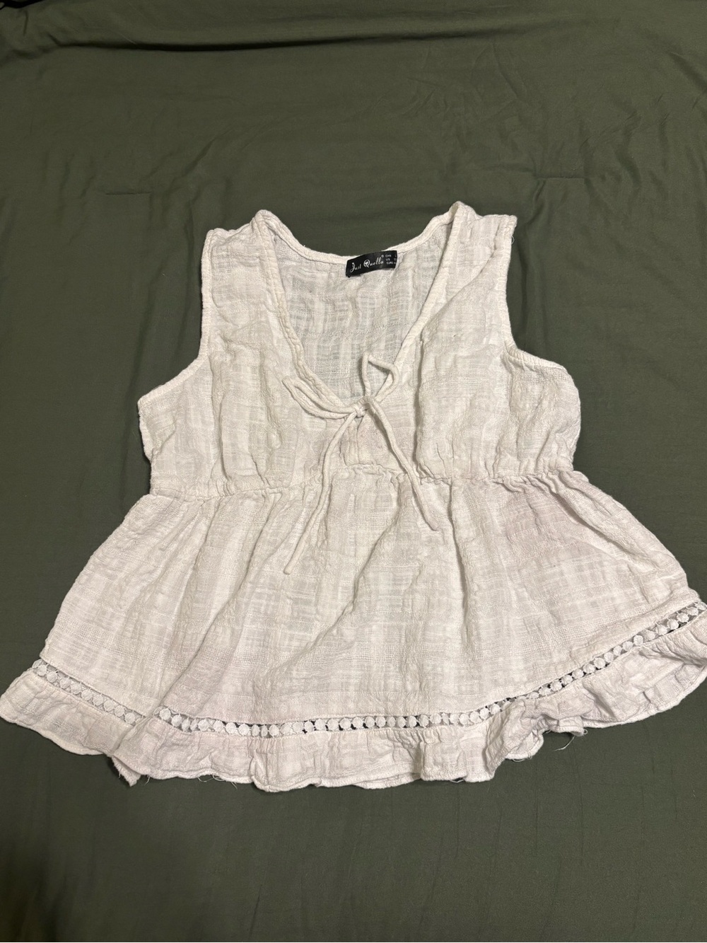 Light Blush Ruffle Tie-Front Tank Top - Picture 1 of 3